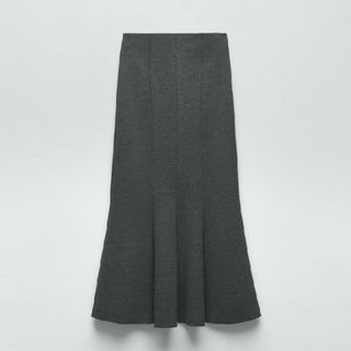 ザラ(ZARA)のZARA　新品　完売品　ニットスカート　ロングスカート　グレー　ヘムスカート(ロングスカート)