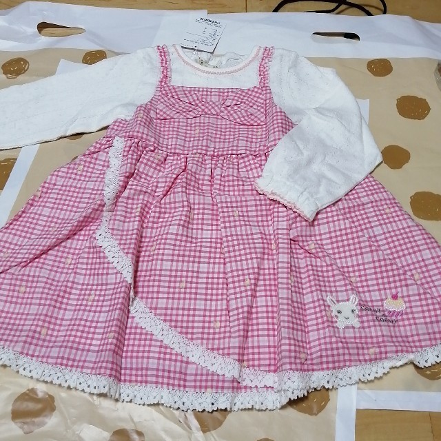 coeur a coeur(クーラクール)の新品　クーラクール　ギンガム　ワンピース　95 キッズ/ベビー/マタニティのキッズ服女の子用(90cm~)(ワンピース)の商品写真