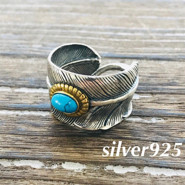 silver925 金縄 ターコイズ シルバーリング / 送料込み メンズのアクセサリー(リング(指輪))の商品写真