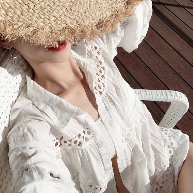 eimy istoire(エイミーイストワール)のliliana Hem frill design cardigan レディースのトップス(Tシャツ(半袖/袖なし))の商品写真