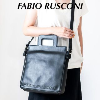 ファビオルスコーニ(FABIO RUSCONI)の【FABIO RUSCONI】スクエアデザインロゴ2WAYバッグ/ブラック(ショルダーバッグ)