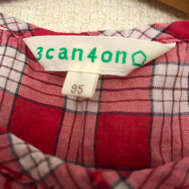 3can4on(サンカンシオン)の3can4on  赤チェック 夏ワンピース  95  キッズ/ベビー/マタニティのキッズ服女の子用(90cm~)(ワンピース)の商品写真