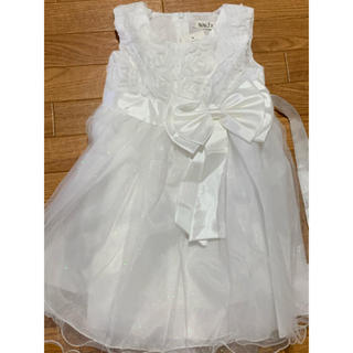 【新品タグ付き】内蔵パニエ ホワイトドレス 90.110セット(ドレス/フォーマル)