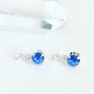 スワロフスキー(SWAROVSKI)の【アレルギー対応】【ダブルwスワロフスキー】ピアス・ノンホールピアス(イヤリング)