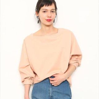 【美品】アダムエロペ 7分丈カットソー　トップス　ピンク　フリーサイズ(ニット/セーター)