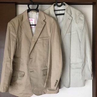 ユニクロ(UNIQLO)のユニクロ　メンズ綿ジャケット2着(ベージュ、明灰色)(テーラードジャケット)