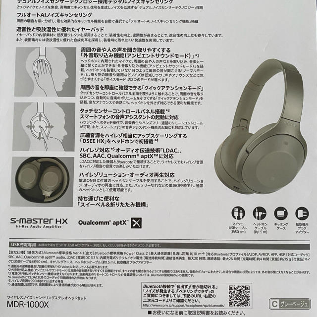 SONY(ソニー)のノイズキャンセリングワイヤレスベットセット　MDR-1000X スマホ/家電/カメラのオーディオ機器(ヘッドフォン/イヤフォン)の商品写真