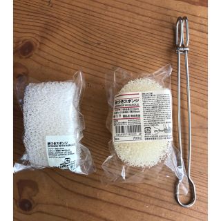 ムジルシリョウヒン(MUJI (無印良品))の 無印良品 柄つきスポンジ 旧バージョン おまけスポンジ1個つき(収納/キッチン雑貨)