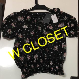 ダブルクローゼット(w closet)の【新品】W CLOSET 花柄シフォンブラウス Fサイズ(シャツ/ブラウス(半袖/袖なし))