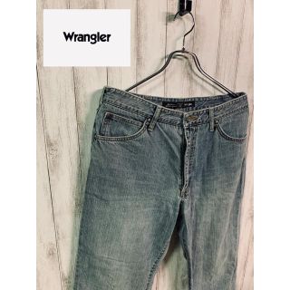 ラングラー(Wrangler)のwrangler ラングラー ワイドデニムパンツ　ブルー　革パッチ　黒タグ(デニム/ジーンズ)