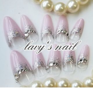 くすみピンクフレンチ ラメグラデーションジェルネイルチップの通販 By Lavy S Shop ラクマ