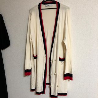 ザラ(ZARA)のZARA 配色　ロングダブルボタン カーディガン (カーディガン)