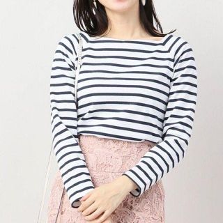 イエナ(IENA)の【美品】IENA 長袖カットソー　ロンT　ボーダー　ブラック　フリーサイズ(シャツ/ブラウス(長袖/七分))