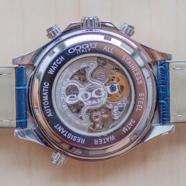 コグ COGU 自動巻き イタリア製腕時計　ブルー