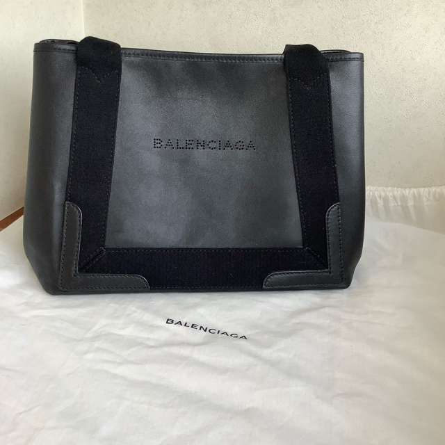 BALENCIAGA バレンシアガ ネイビーカバス パンチングロゴトートバッグレディース