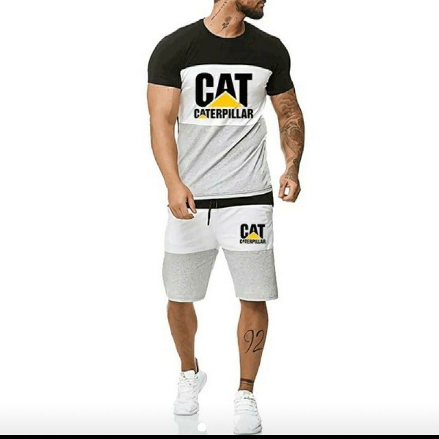 【1点限り！】CAT 　Tシャツ　ハーフパンツ  上下セット　グレー　ブラック