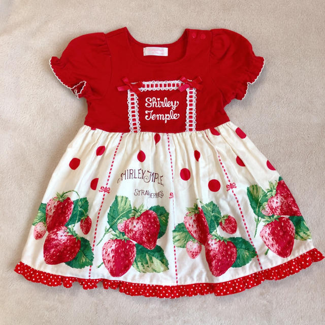 Shirley Temple(シャーリーテンプル)のシャーリーテンプル ストロベリー いちご ワンピース 90 キッズ/ベビー/マタニティのキッズ服女の子用(90cm~)(ワンピース)の商品写真