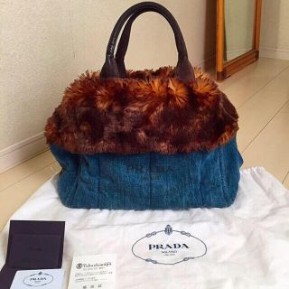 プラダ(PRADA)のPRADA カナパ デニム エコファー(ハンドバッグ)