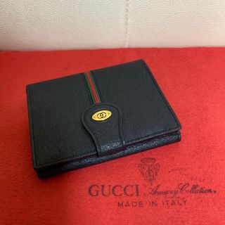 グッチ(Gucci)の貴重　未使用　GUCCI オールド　グッチ シェリーライン　レザー　財布　黒(財布)