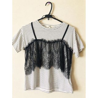 オゾック(OZOC)の【レースが可愛い♩】【美品！】オゾック ボーダー トップス(Tシャツ(半袖/袖なし))