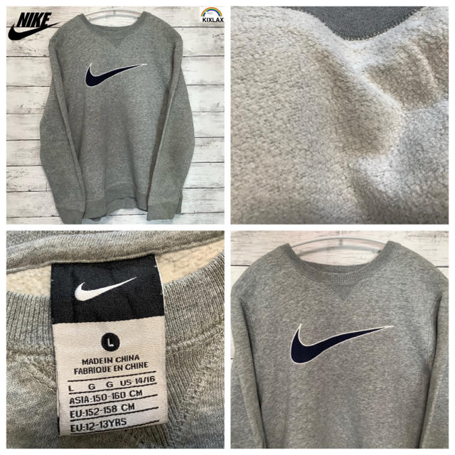 NIKE(ナイキ)のNIKE ナイキ　レディース　ビッグスウッシュロゴ　グレー　L レディースのトップス(トレーナー/スウェット)の商品写真