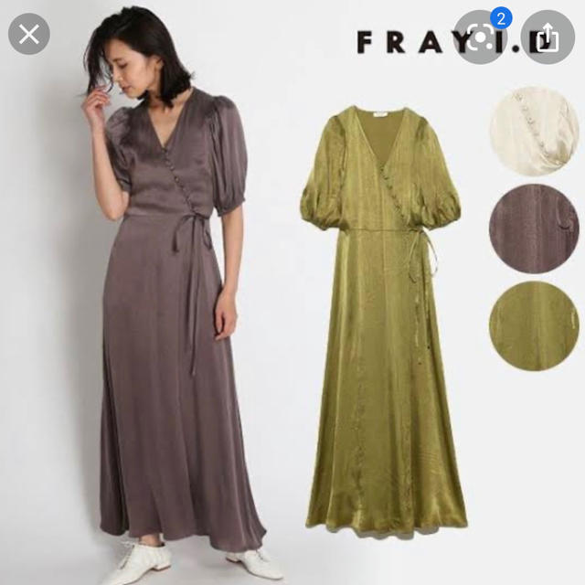 FRAY I.D(フレイアイディー)のFRAI I.D カシュクールサテンワンピース レディースのワンピース(ロングワンピース/マキシワンピース)の商品写真