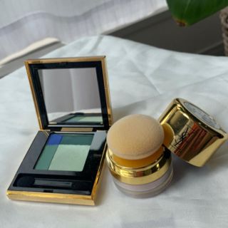 イヴサンローランボーテ(Yves Saint Laurent Beaute)のYSL ミントグリーンアイシャドウ　ポンポン　フェイスパウダー　セット　新品(アイシャドウ)