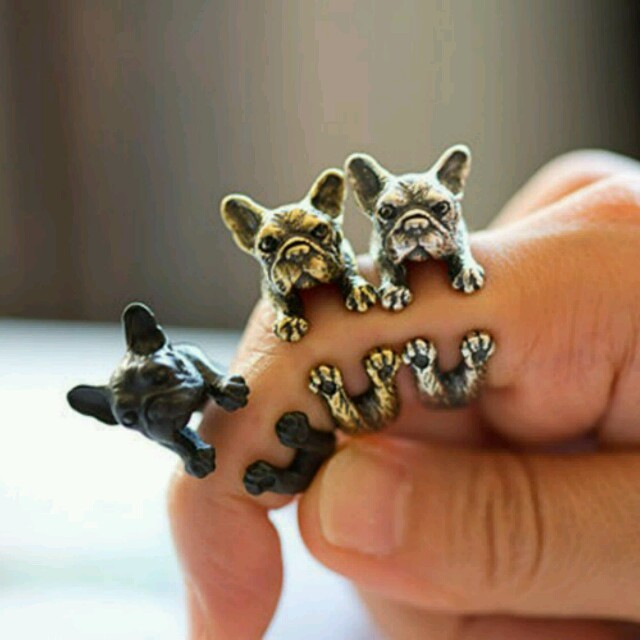 犬 アニマルリング ブルドッグ柄 指輪  レディースのアクセサリー(リング(指輪))の商品写真