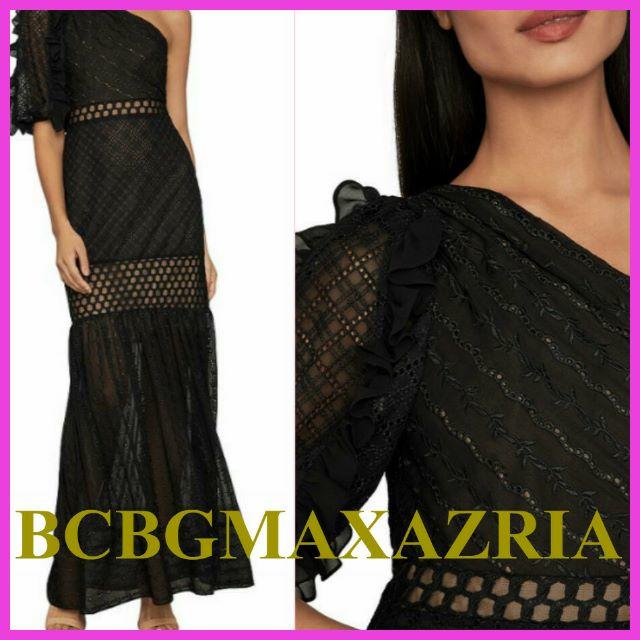 【BCBG MAXAZRIA】チュール　ワンショルダー　ワンピース　blackフォーマル/ドレス