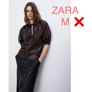 ザラ(ZARA)のZARA ザラ レザー風ブラウス トップス(シャツ/ブラウス(半袖/袖なし))