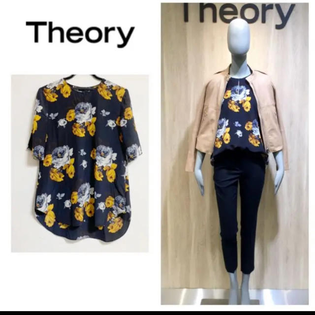 theory(セオリー)のtheory☆セオリー☆フローラルプリントブラウス☆花柄☆半袖☆フラワー レディースのトップス(シャツ/ブラウス(半袖/袖なし))の商品写真