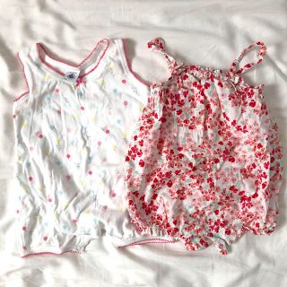 プチバトー(PETIT BATEAU)の【プチバトー 】【H&M】ノースリーブロンパース(ロンパース)