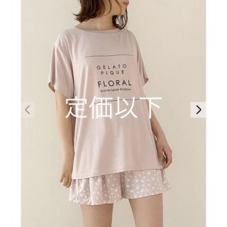 ジェラートピケボタニカルレーヨンロゴTシャツピンク