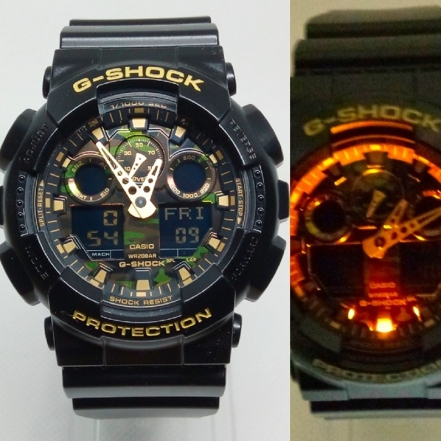 最安値！G-SHOCK GA-100CF迷彩　アナログ＋デジタルタイプ