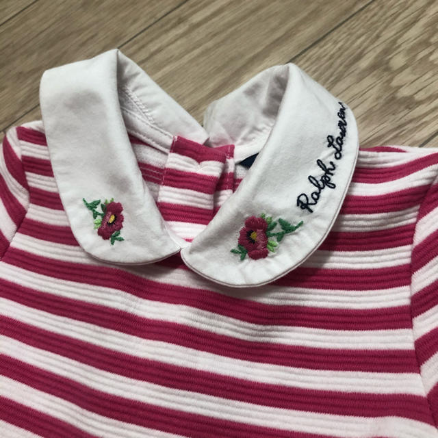 POLO RALPH LAUREN(ポロラルフローレン)のラルフローレンピンクとホワイトのボーダーワンピース　3T キッズ/ベビー/マタニティのキッズ服女の子用(90cm~)(ワンピース)の商品写真