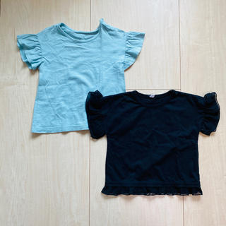 ユニクロ(UNIQLO)の女の子袖フリルTシャツ　2枚セット　（90㎝）(Tシャツ/カットソー)
