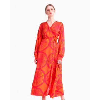 マリメッコ(marimekko)の【未使用】マリメッコ Veriappelsiini ラップドレス XS(ロングワンピース/マキシワンピース)