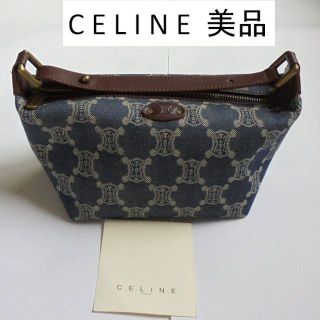 セリーヌ(celine)のセリーヌ　デニム　マカダム柄　ミニバッグ、アクセサリーポーチ(ハンドバッグ)