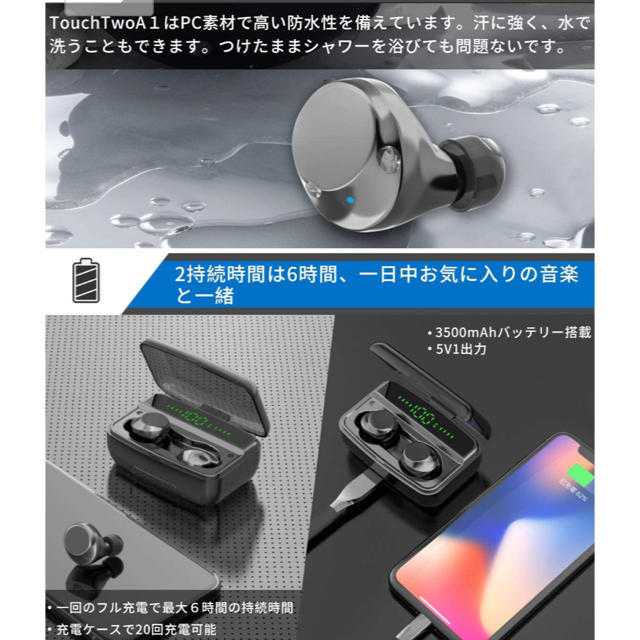 2020年bluetooth イヤホン 最新版 スマホ/家電/カメラのオーディオ機器(ヘッドフォン/イヤフォン)の商品写真