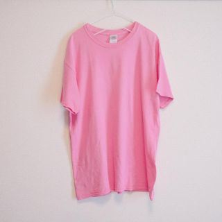 ピンク　無地　Tシャツ　ビッグシルエット(Tシャツ(半袖/袖なし))