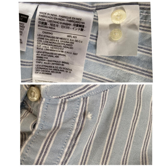 Levi's(リーバイス)のSサイズ 古着 ボタンダウンシャツ ストライプ リーバイス ポケットブルー メンズのトップス(シャツ)の商品写真