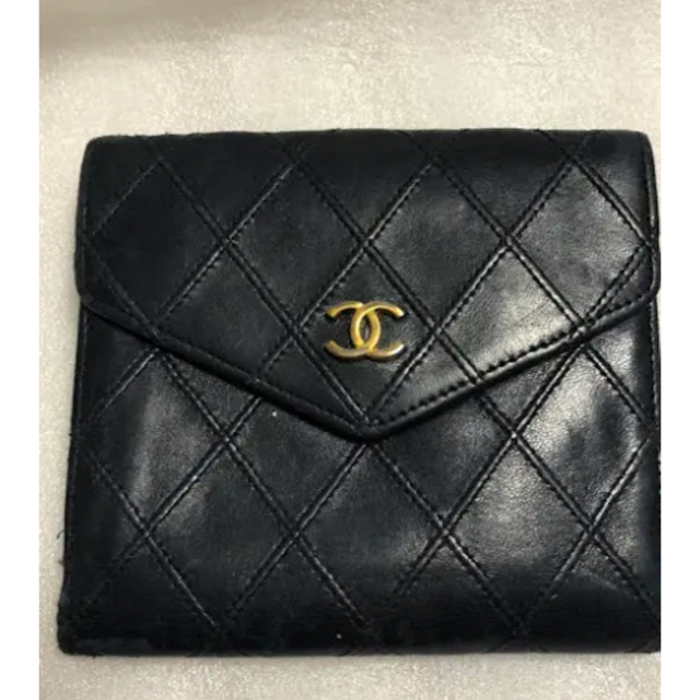 CHANEL シャネル Wホック財布 ビコローレ 黒