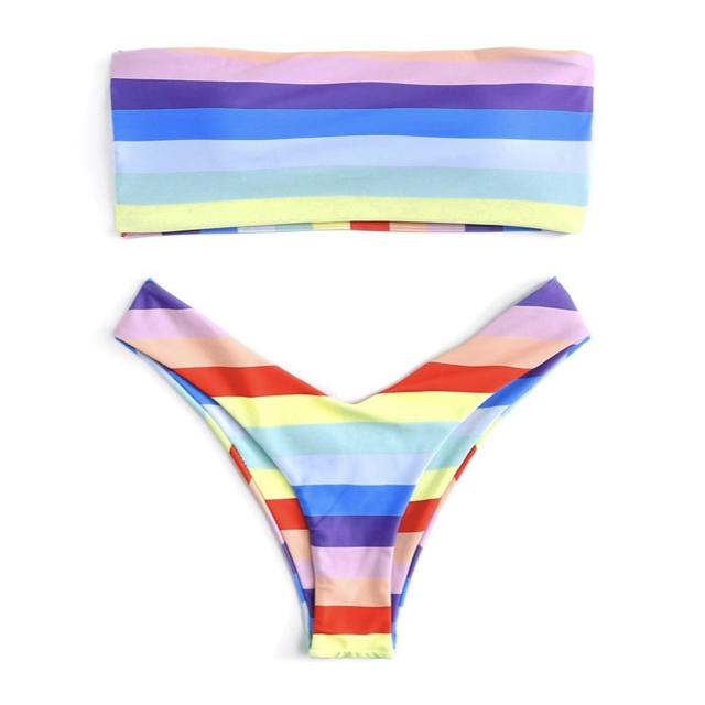 Rainbow Cut Out Bandeau Bikini Set (S) レディースの水着/浴衣(水着)の商品写真