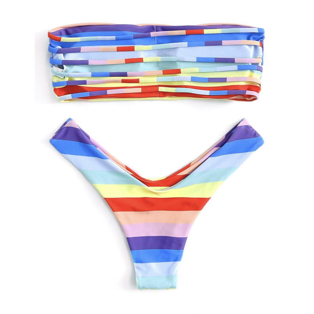 Rainbow Cut Out Bandeau Bikini Set (S) レディースの水着/浴衣(水着)の商品写真