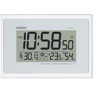 カシオ(CASIO)の★CASIO 電波掛け時計 IDL-100J-7JF ホワイト★(置時計)