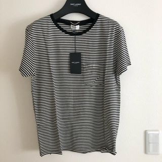 サンローラン(Saint Laurent)の新品！SAINT LAURENT キムタク着 シルクボーダーTシャツ サイズL(Tシャツ/カットソー(半袖/袖なし))