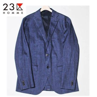 ニジュウサンク(23区)の 《23区HOMME》新品 リネン ストレッチ2Bサマージャケット 紺(L)(テーラードジャケット)