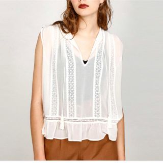 マウジー(moussy)のmoussy 新品 LACY CHIFFON TOP(シャツ/ブラウス(半袖/袖なし))