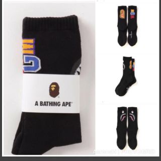 アベイシングエイプ(A BATHING APE)のA BATHING APE アベイシングエイプソックス ブラック　黒色　一足分(ソックス)