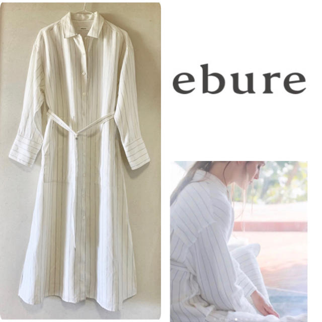 週末SALE❗️ebure エブール　リネンストライプ ワンピース | フリマアプリ ラクマ